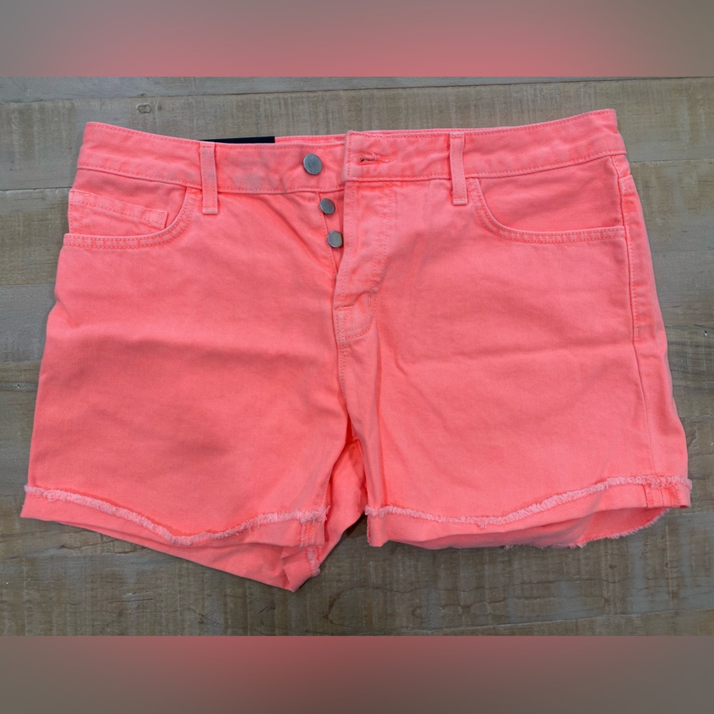 J BRAND JOANIE Low Rise Boy Fit Shorts 27 neon orange jeans short